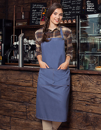 Latzschürze Jeans-Style mit Tasche (KY100)