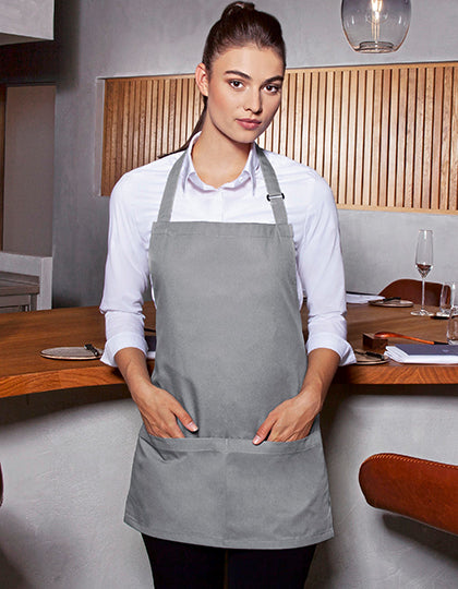 Kurze Latzschürze Basic mit Schnalle und Tasche (KY123)