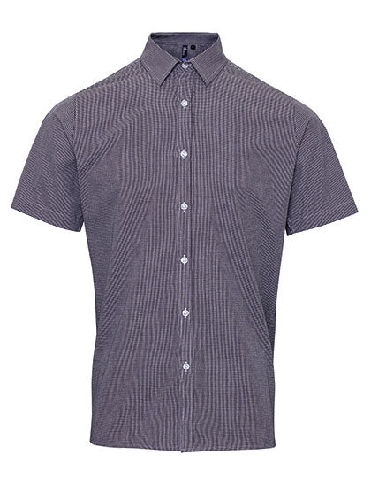 Men´s Microcheck (Gingham) Short Sleeve Cotton Shirt (PW221)
