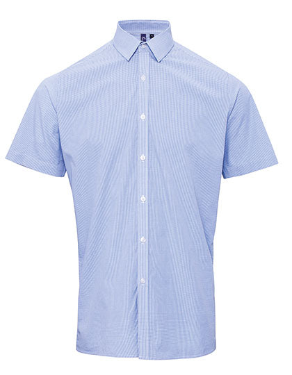 Men´s Microcheck (Gingham) Short Sleeve Cotton Shirt (PW221)