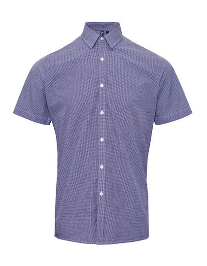 Men´s Microcheck (Gingham) Short Sleeve Cotton Shirt (PW221)