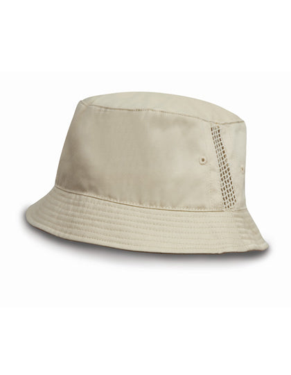 Deluxe Washed Cotton Bucket Hat With Side Mesh Panels (RH45)
