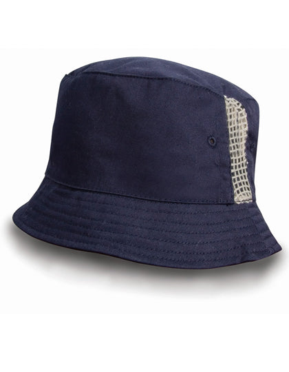 Deluxe Washed Cotton Bucket Hat With Side Mesh Panels (RH45)