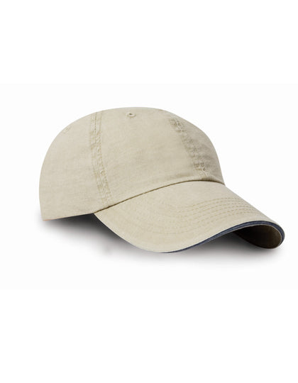 Washed Fine Line Cotton Cap With Sandwich Peak (RH54)