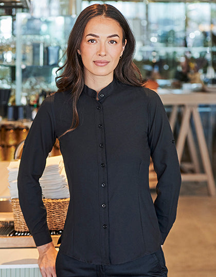 Ladies´ Mandarin Shirt Roll Tab Sleeve (W593)