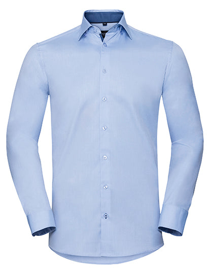 Men´s Long Sleeve Tailored Contrast Herringbone Shirt (Z964)