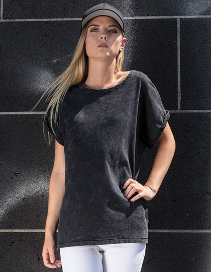 Ladies´ Acid Washed Extended Shoulder Tee (BY053)