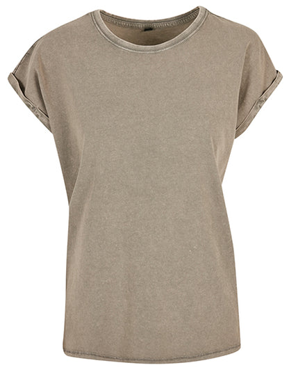 Ladies´ Acid Washed Extended Shoulder Tee (BY053)