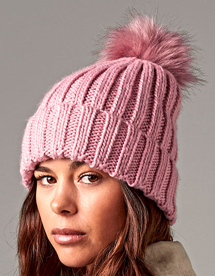 Verbier Faux Fur Pop Pom Chunky Beanie (CB413)