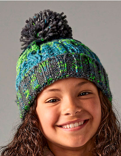 Junior Corkscrew Pom Pom Beanie (CB486b)
