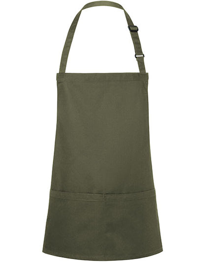 Kurze Latzschürze Basic mit Schnalle und Tasche (KY123)