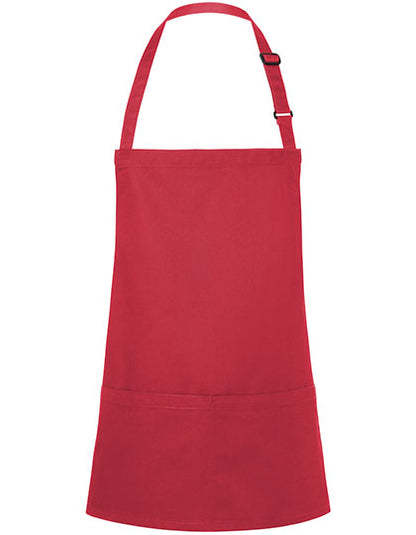 Kurze Latzschürze Basic mit Schnalle und Tasche (KY123)