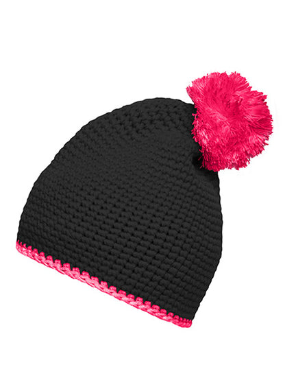 Pompon Hat With Contrast Stripe (MB7964)