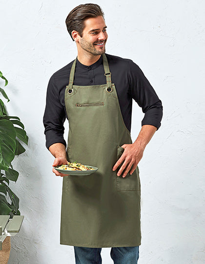 'Barley' Contrast Stitch Sustainable Bib Apron (PW121)