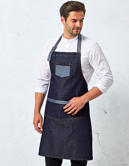 Domain Contrast Denim Bib Apron (PW127)