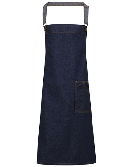 District Waxed Look Denim Bib Apron (PW134)