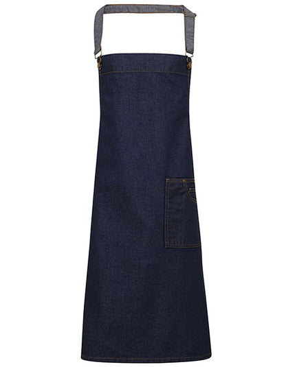 District Waxed Look Denim Bib Apron (PW134)