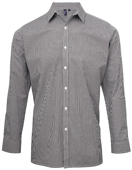 Men´s Microcheck (Gingham) Long Sleeve Cotton Shirt (PW220)