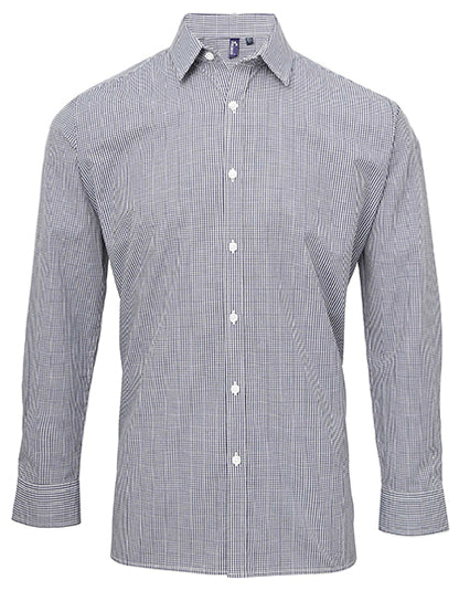 Men´s Microcheck (Gingham) Long Sleeve Cotton Shirt (PW220)