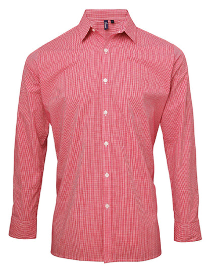 Men´s Microcheck (Gingham) Long Sleeve Cotton Shirt (PW220)
