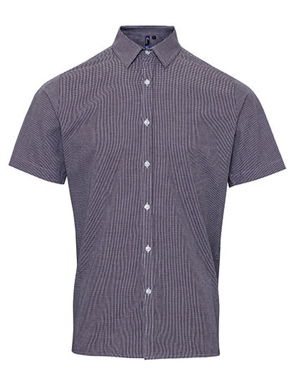 Men´s Microcheck (Gingham) Short Sleeve Cotton Shirt (PW221)