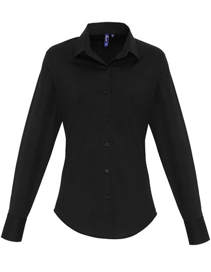 Women´s Stretch Fit Poplin Long Sleeve Cotton Shirt (PW344)