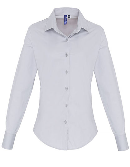 Women´s Stretch Fit Poplin Long Sleeve Cotton Shirt (PW344)