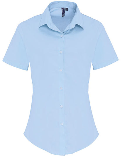 Women´s Stretch Fit Poplin Short Sleeve Cotton Shirt (PW346)