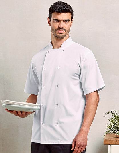Studded Front Short Sleeve Chef´s Jacket (PW664)