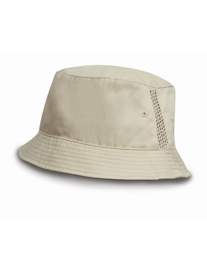 Deluxe Washed Cotton Bucket Hat With Side Mesh Panels (RH45)