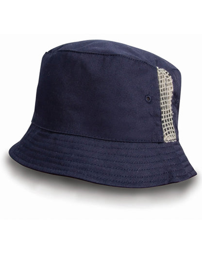 Deluxe Washed Cotton Bucket Hat With Side Mesh Panels (RH45)