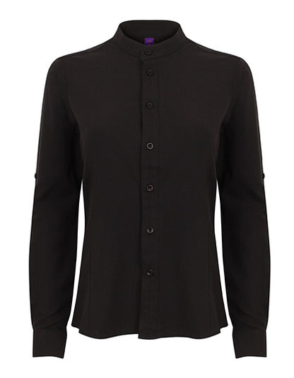 Ladies´ Mandarin Shirt Roll Tab Sleeve (W593)