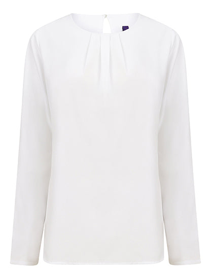 Ladies´ Pleat Front Long Sleeved Blouse (W598)