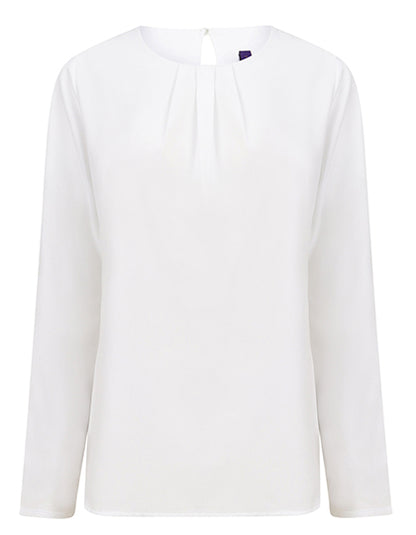 Ladies´ Pleat Front Long Sleeved Blouse (W598)