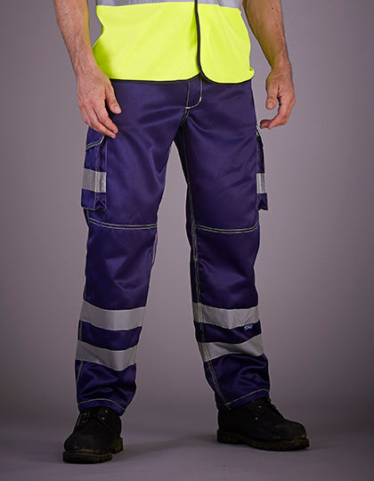 Hi-Vis Cargo Trousers With Knee Pad Pockets (YK018T)