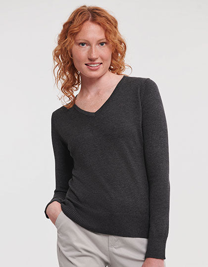 Ladies´ V-Neck Knitted Pullover (Z710F)