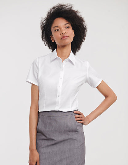 Ladies´ Short Sleeve Tailored Herringbone Shirt (Z963F)