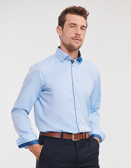 Men´s Long Sleeve Tailored Contrast Herringbone Shirt  (Z964)