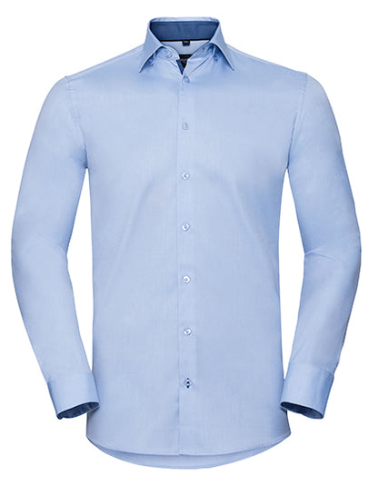Men´s Long Sleeve Tailored Contrast Herringbone Shirt  (Z964)