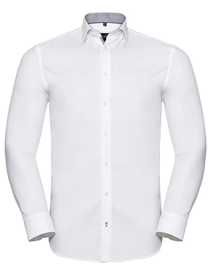 Men´s Long Sleeve Tailored Contrast Herringbone Shirt  (Z964)