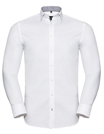 Men´s Long Sleeve Tailored Contrast Herringbone Shirt  (Z964)